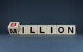 Million or Billion. Cubes form words - Million or Billion