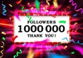 1 million followers or prize white background