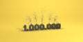 1 million followers or prize yellow background 3D rendering