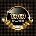 1 million followers thank you gold paper cut number illustration. Special user goal celebration for 1000000 social media