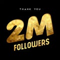 2 million internet follower gold thank you card
