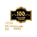 100 Million Views Badge One million 1m views count view thumbnails Royalty Free Stock Photo