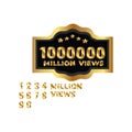 100 Million Views Badge One million 1m views count view thumbnails Royalty Free Stock Photo