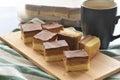 Millionaire`s shortbread, caramel shortcake, or millionaire`s slice. Royalty Free Stock Photo