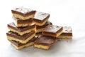 Millionaire`s shortbread with chocolate and caramel. Royalty Free Stock Photo