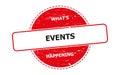What`s events happening stamp on white