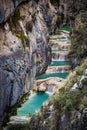 The stunning natural turquoise Millpu Lagoons. Ayacucho, Peru Royalty Free Stock Photo