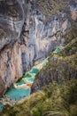 The stunning natural turquoise Millpu Lagoons. Ayacucho, Peru Royalty Free Stock Photo