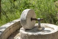 The millstone, olive oil press squeeze out olive oil Royalty Free Stock Photo