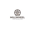 Millwheel Logo Template. Watermill Vector Design Royalty Free Stock Photo
