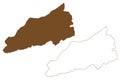 Milne Land island Kingdom of Denmark, Greenland, North America map vector illustration, scribble sketch Milneland map