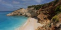 Milos beach between rocks in a sunny bay of Lefkada - 02 Royalty Free Stock Photo
