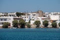 Milos from Greece harbor view from sailing boat on summer time Royalty Free Stock Photo