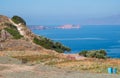 Milos, Greece, small field and sea view Royalty Free Stock Photo