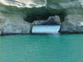 Milos island in greece, kleftiko bay rock caves, sea swimming sailing in summer holidays Royalty Free Stock Photo