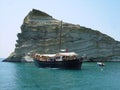 Milos island in greece, kleftiko bay rock caves, sea swimming sailing in summer holidays