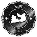 Milos map vintage stamp.