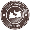 Milos map vintage stamp.