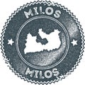 Milos map vintage stamp.