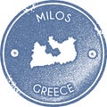 Milos map vintage stamp.