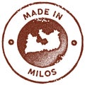 Milos map vintage stamp.