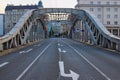 Milos Sykora bridge in Ostrava. Steel arch bridge over the Ostravice river. Technical monument and sightseeing Royalty Free Stock Photo