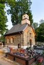 Historic renovated brick chapel dedicated to Saint Mary Magdalene in Milowka, Poland.