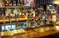 Miltre tavern, Classic english public house interior. Beer counter. Cambridge Royalty Free Stock Photo