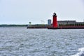 Milwaukee Port Marker where the Milwaukee River Enters Lake Michigan Royalty Free Stock Photo