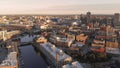 Milwaukee river in downtown, harbor districts of Milwaukee, Wisconsin, United States. Real estate, condos in downtown. Aerial view Royalty Free Stock Photo