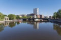 Milwaukee riverfront and state street bridge Royalty Free Stock Photo