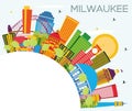 Milwaukee Skyline with Color Buildings, Blue Sky and Copy Space. Royalty Free Stock Photo
