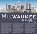 Milwaukee Skyline with Gray Buildings, Blue Sky and Copy Space. Royalty Free Stock Photo