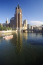 Milwaukee skyline with Menomonee River in foreground, WI Royalty Free Stock Photo