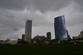 Milwaukee Skyline Under Rainy Stormy Skies