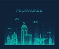 Milwaukee skyline Wisconsin USA vector linear city Royalty Free Stock Photo