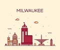 Milwaukee skyline Wisconsin USA vector linear city Royalty Free Stock Photo