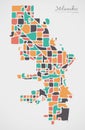 Milwaukee Wisconsin Map with neighborhoods and modern round shapes