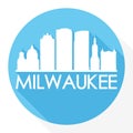 Milwaukee Wisconsin Round Icon Vector Art Flat Shadow Design Skyline City Silhouette Template Logo Royalty Free Stock Photo