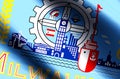 Milwaukee wisconsin colorful waving and closeup flag illustration