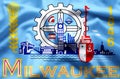 Milwaukee wisconsin colorful waving and closeup flag illustration