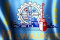 Milwaukee wisconsin colorful waving and closeup flag illustration