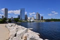 Milwaukee Wisconsin Summer Skyline with Clouds Royalty Free Stock Photo