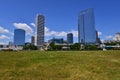 Milwaukee Wisconsin Summer Skyling with Clouds Royalty Free Stock Photo