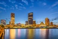 Milwaukee, Wisconsin, USA downtown city skyline on Lake Michigan Royalty Free Stock Photo