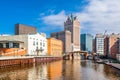 Milwaukee, Wisconsin, USA downtown skyline on the Milwaukee River Royalty Free Stock Photo