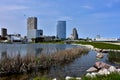 City of Milwaukee Skyline as viewed from Lakeshore State Park. Royalty Free Stock Photo