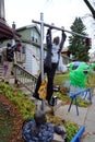 Milwaukee, Wisconsin USA - October 30th, 2020: House owner decorates their yard up in ghostbusters theme for Halloween holiday