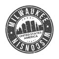 Milwaukee Wisconsin USA Stamp Logo Icon Skyline Silhouette Symbol Round Design Skyline City. Royalty Free Stock Photo