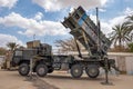 MIM-104 Patriot, a surface-to-air missile (SAM) system presented on military show Royalty Free Stock Photo